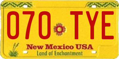 NM license plate 070TYE