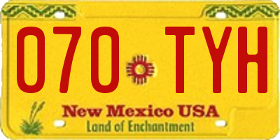 NM license plate 070TYH