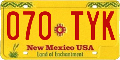 NM license plate 070TYK