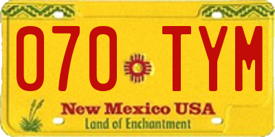 NM license plate 070TYM
