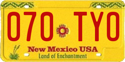 NM license plate 070TYO