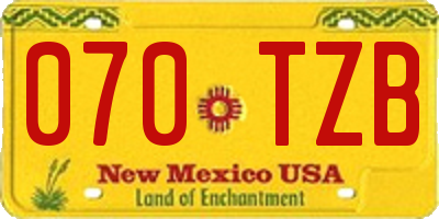 NM license plate 070TZB