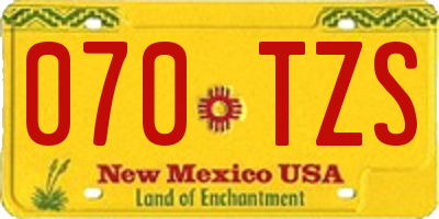 NM license plate 070TZS