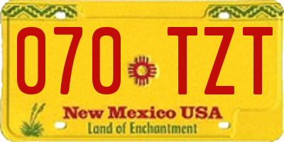 NM license plate 070TZT