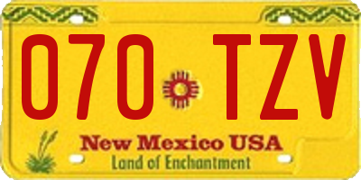 NM license plate 070TZV