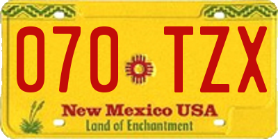 NM license plate 070TZX