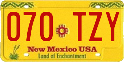 NM license plate 070TZY