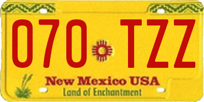 NM license plate 070TZZ