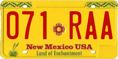 NM license plate 071RAA