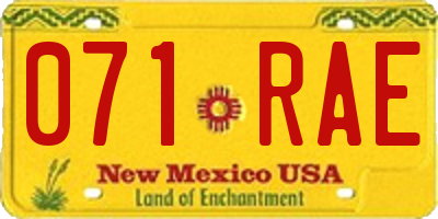 NM license plate 071RAE