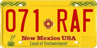 NM license plate 071RAF