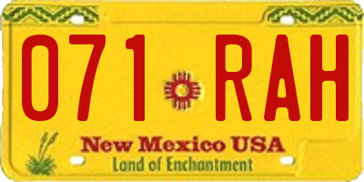 NM license plate 071RAH