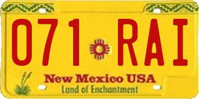 NM license plate 071RAI