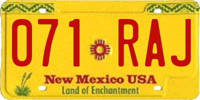 NM license plate 071RAJ