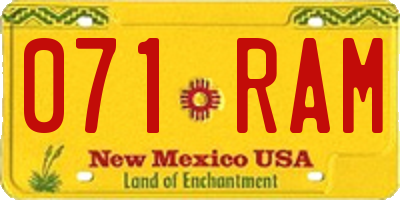 NM license plate 071RAM