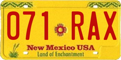 NM license plate 071RAX