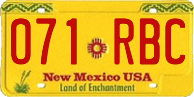 NM license plate 071RBC