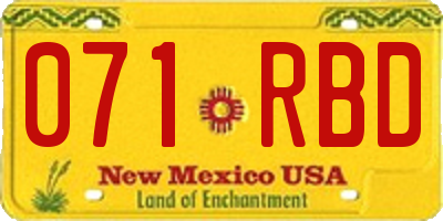 NM license plate 071RBD