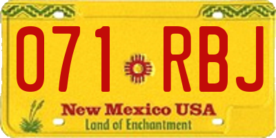 NM license plate 071RBJ