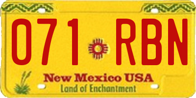 NM license plate 071RBN