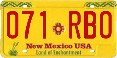 NM license plate 071RBO
