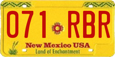 NM license plate 071RBR