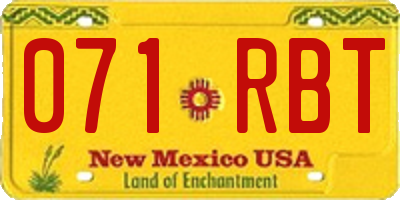 NM license plate 071RBT