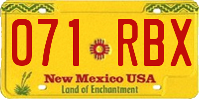 NM license plate 071RBX