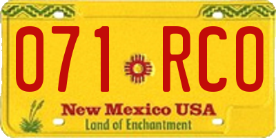 NM license plate 071RCO