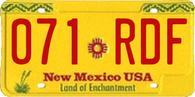 NM license plate 071RDF