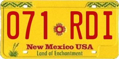 NM license plate 071RDI