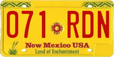 NM license plate 071RDN