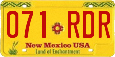 NM license plate 071RDR