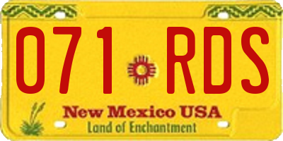 NM license plate 071RDS