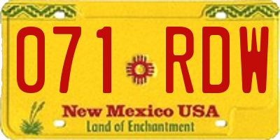 NM license plate 071RDW