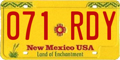 NM license plate 071RDY