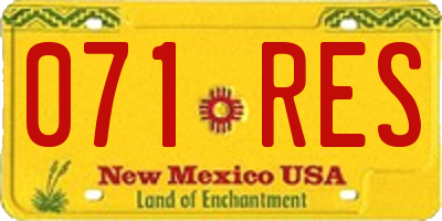 NM license plate 071RES