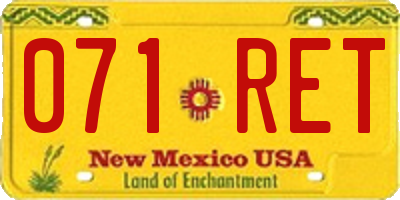 NM license plate 071RET