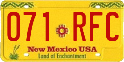 NM license plate 071RFC