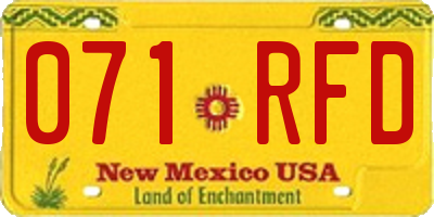 NM license plate 071RFD