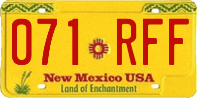 NM license plate 071RFF