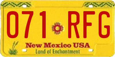 NM license plate 071RFG