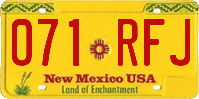 NM license plate 071RFJ
