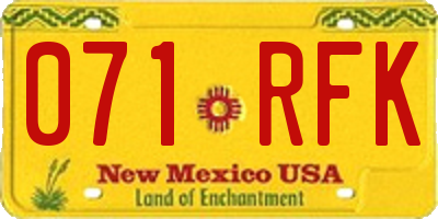 NM license plate 071RFK