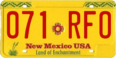 NM license plate 071RFO