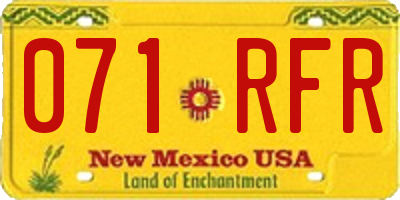 NM license plate 071RFR