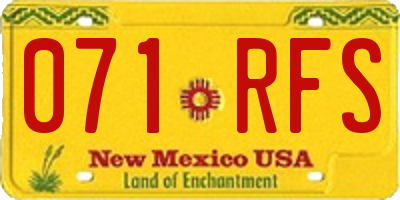 NM license plate 071RFS