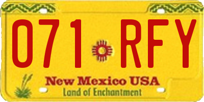 NM license plate 071RFY