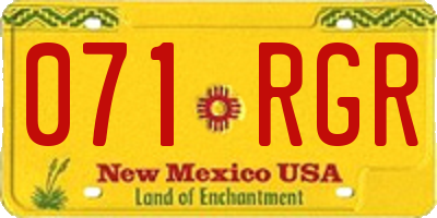 NM license plate 071RGR