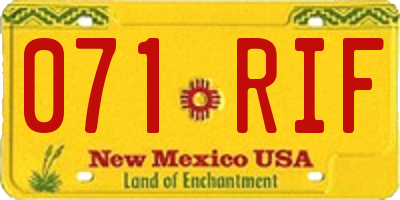 NM license plate 071RIF